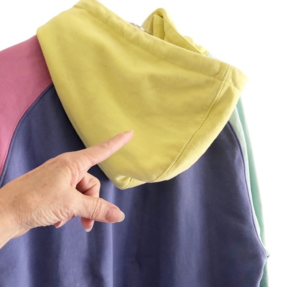 Teddy Fresh Hoodie Sweatshirt Colorblock Purple Pink Yellow Unisex Large - Picture 10 of 11